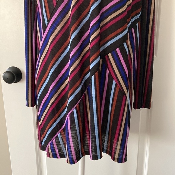 Dana Buchman XXL blouse v-neck stripes purple black pink blue colorful - Picture 4 of 10